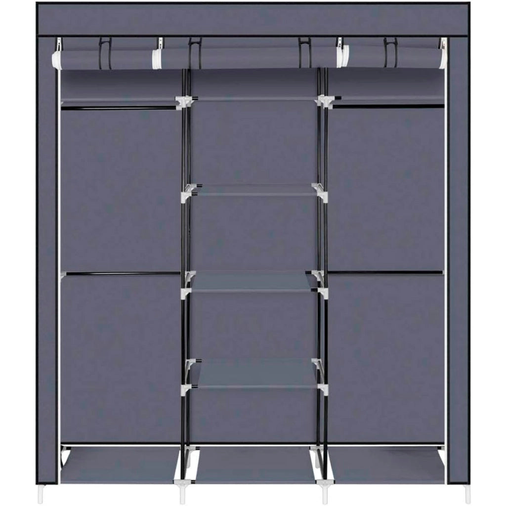 Guardaroba in tessuto Nyana Home 170x150x45cm, 3 ante, 7 fori, 1 armadio Grigio