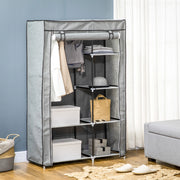 ARMADIO in tessuto 103x43x162,5 cm Grigio con 1 barra e 6 ripiani