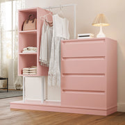 Mobile contenitore con cassetti e ripiani, rosa e bianco, H135 x L100 x P40 cm