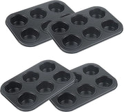 Scatola per muffin 6 Cup con rivestimento antiaffondamento - Forme da forno in acciaio carbonio - Piatto da forno 26,5x18,5x3 cm - Facile da pulire - Forme per budino - Forma da forno