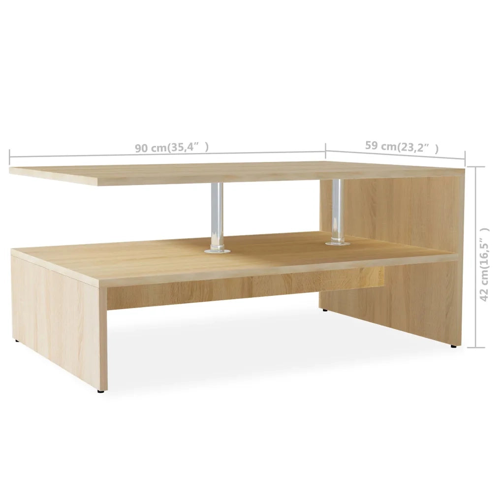 Tavolino da Salotto-Tavolino da soggiorno-Tavolo in Legno Multistrato 90x59x42 cm Rovere