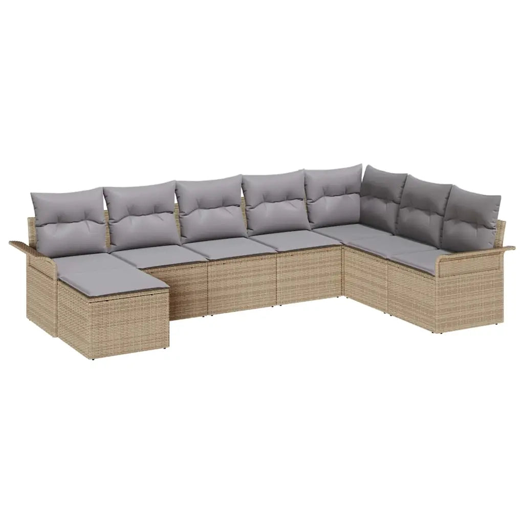 Set Divano da Giardino con cuscino 8 pcs Beige Poly Rattan 3354149