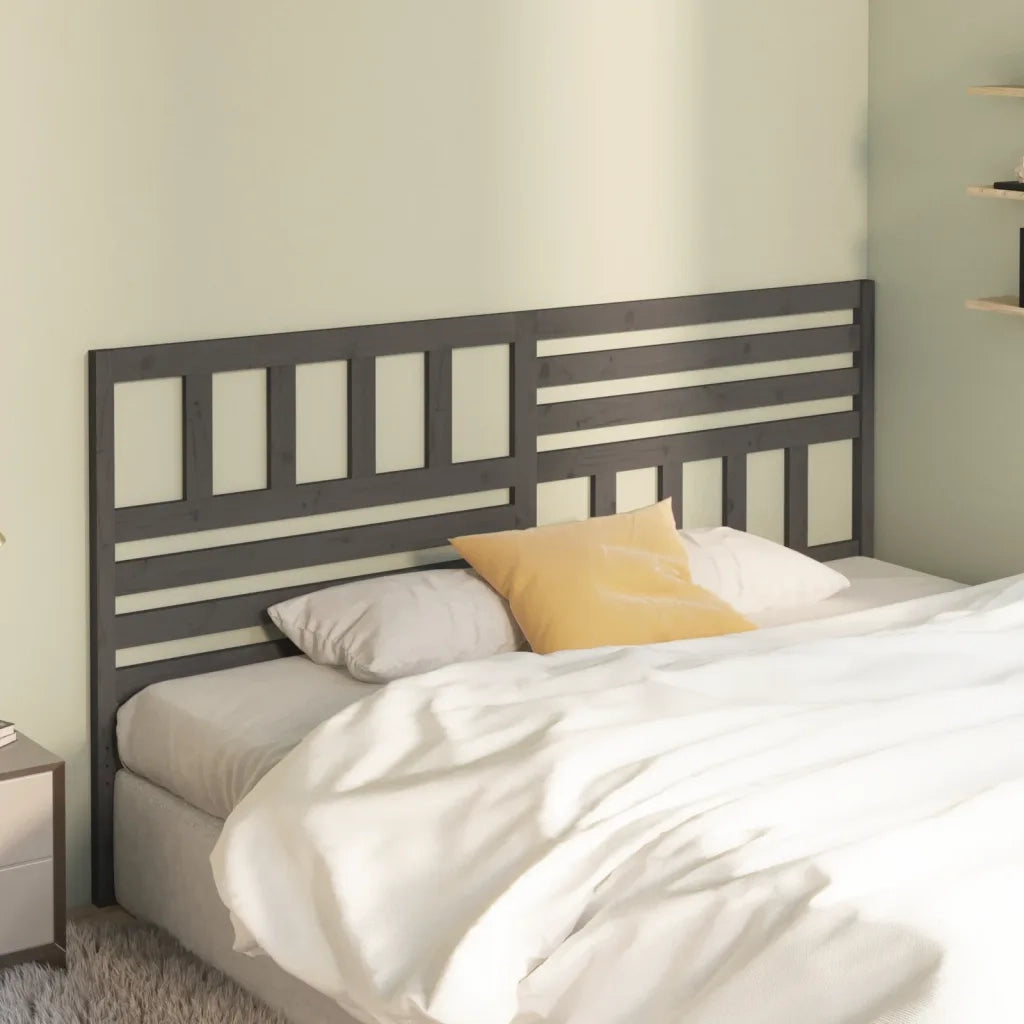 Testiera | Testata per Letto Grigia 206x4x100cm in Legno Massello di Pino