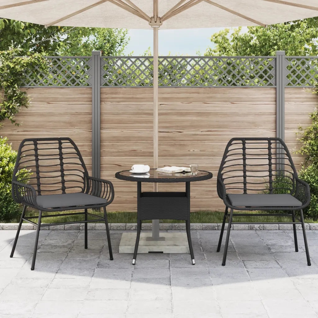 Sedie da Giardino con Cuscini 2 pz Nere in Polyrattan 369093