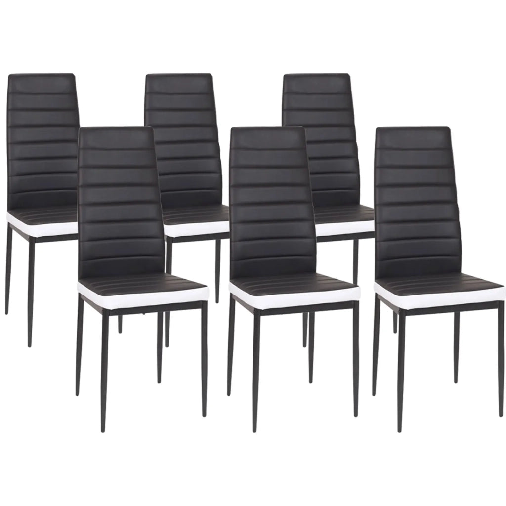 IDMarket - Tavolo da pranzo GEORGIA 140 cm bianco e nero e 6 sedie ROMANE nere con bordo bianco