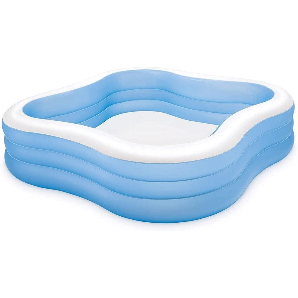 Trade Shop - Piscina Family Quadrata Gonfiabile A Tre Anelli 229 X 229 X 56 Cm Giardino 57495 -