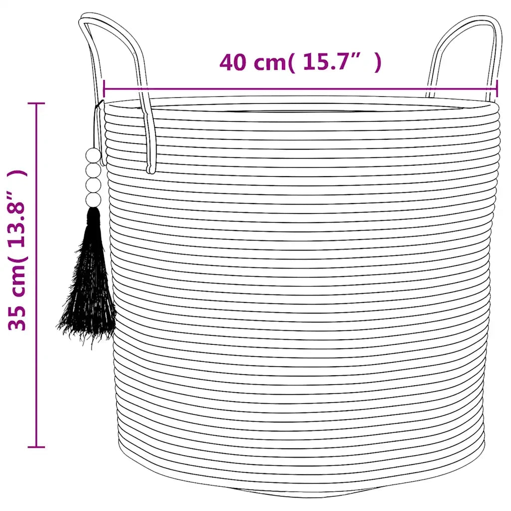Cestino Portaoggetti Marrone e Bianco ?40x35 cm in Cotone CFW2774715