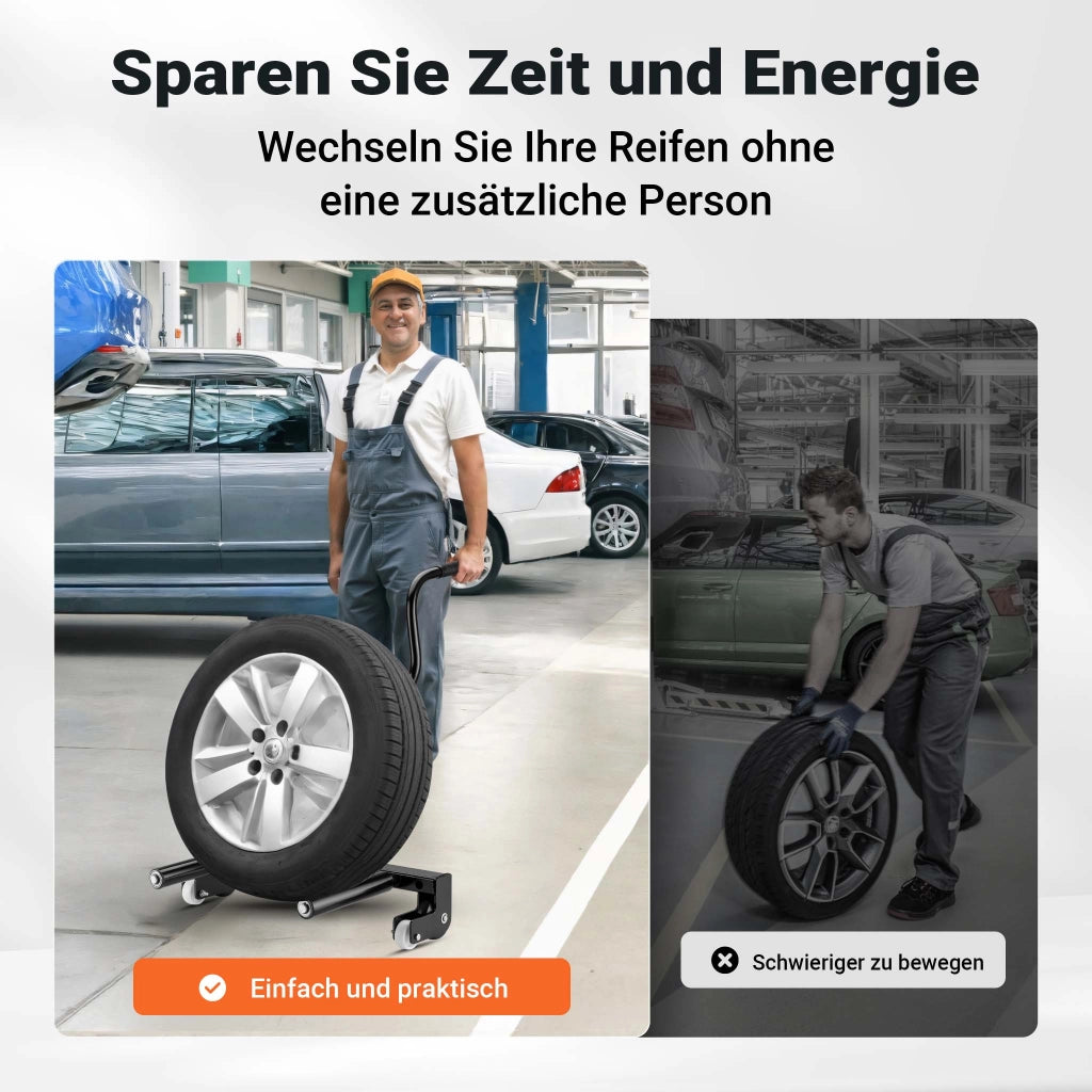 Carrello smontagomme in acciaio per montaggio pneumatici, max 250kg, carrello sposta ruote, togliruote per pneumatici 17- 56,5 cm (6,5-22,5")