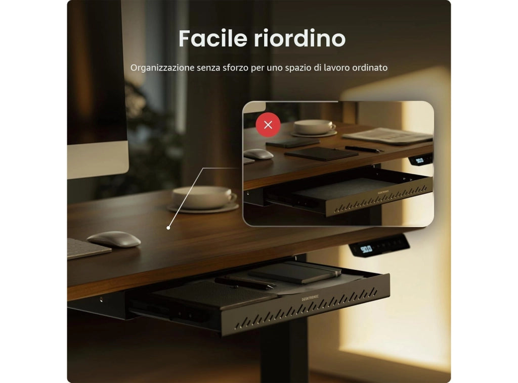 Desktronic Cassetto Sotto Scrivania in Metallo Organizzatore Nascosto Salvaspazio ad Alta Capacità Facile da Installare per Ufficio e Tavolo Toeletta Struttura Resistente