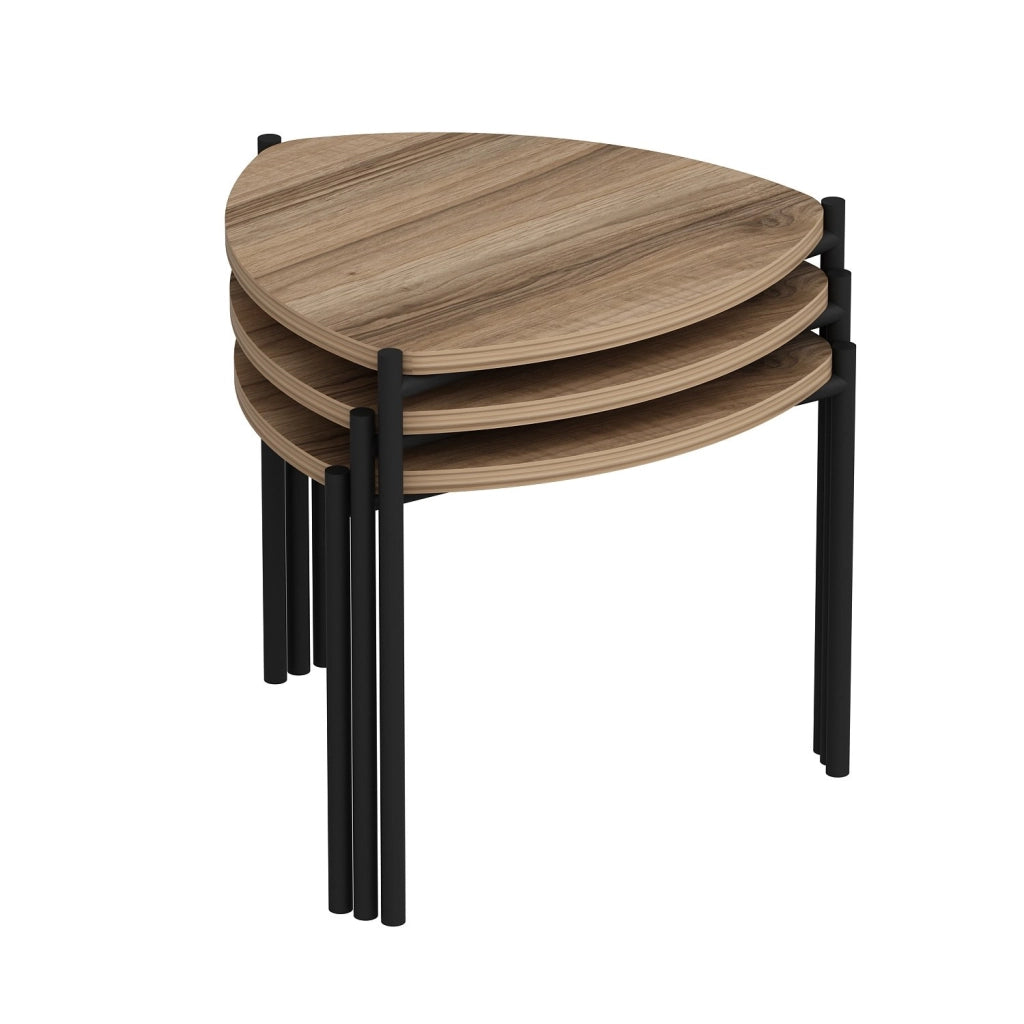 Set di 3 tavolini in legno "Lenny" - 45 x 45 x 45 cm - Marrone
