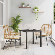 Set da Pranzo per Giardino 3 pcs Marrone polyrattan