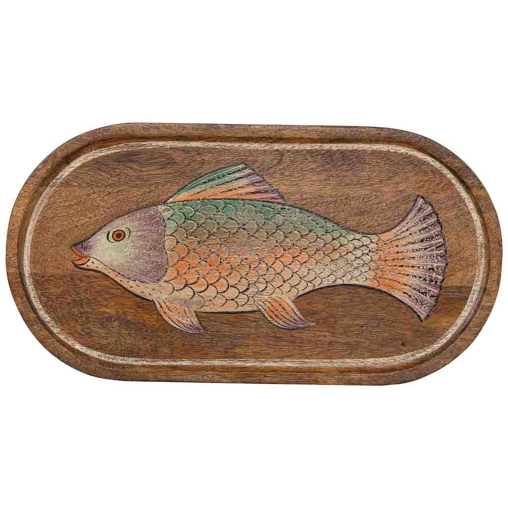 Vassoio in legno marrone 48x2x25 cm