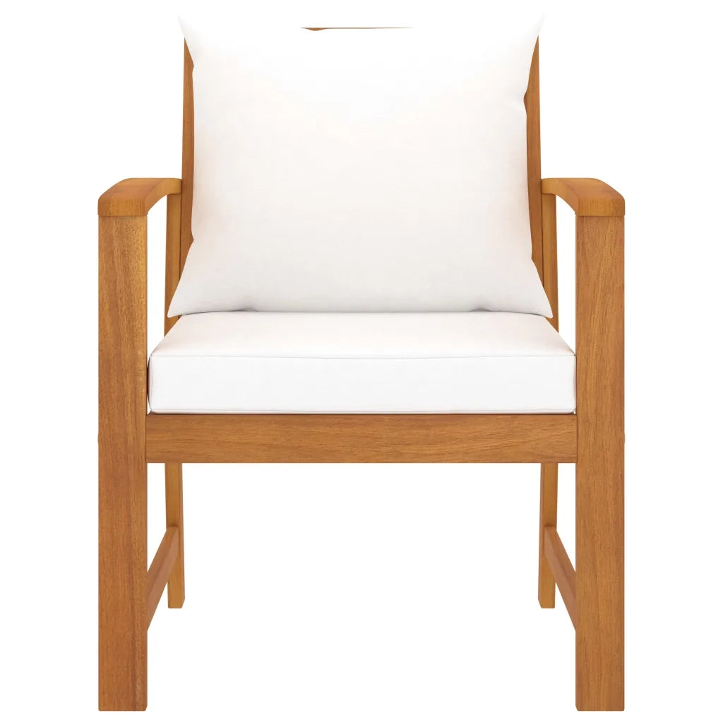 Sedie da Giardino e Cuscini Crema 2 pz-Sedia da esterno Legno Massello d'Acacia