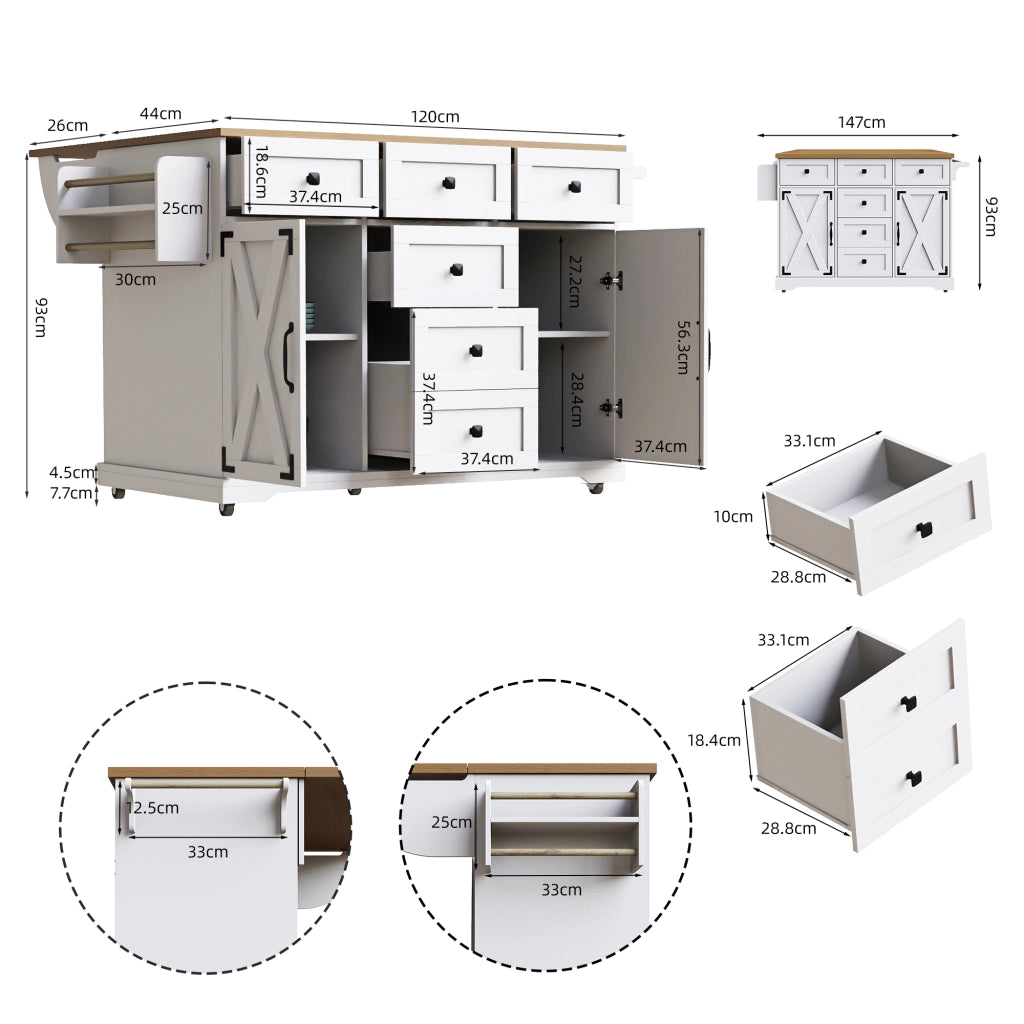 Carrello da cucina pieghevole con vano contenitore; tavolo ribaltabile multifunzione in MDF e metallo per cucina