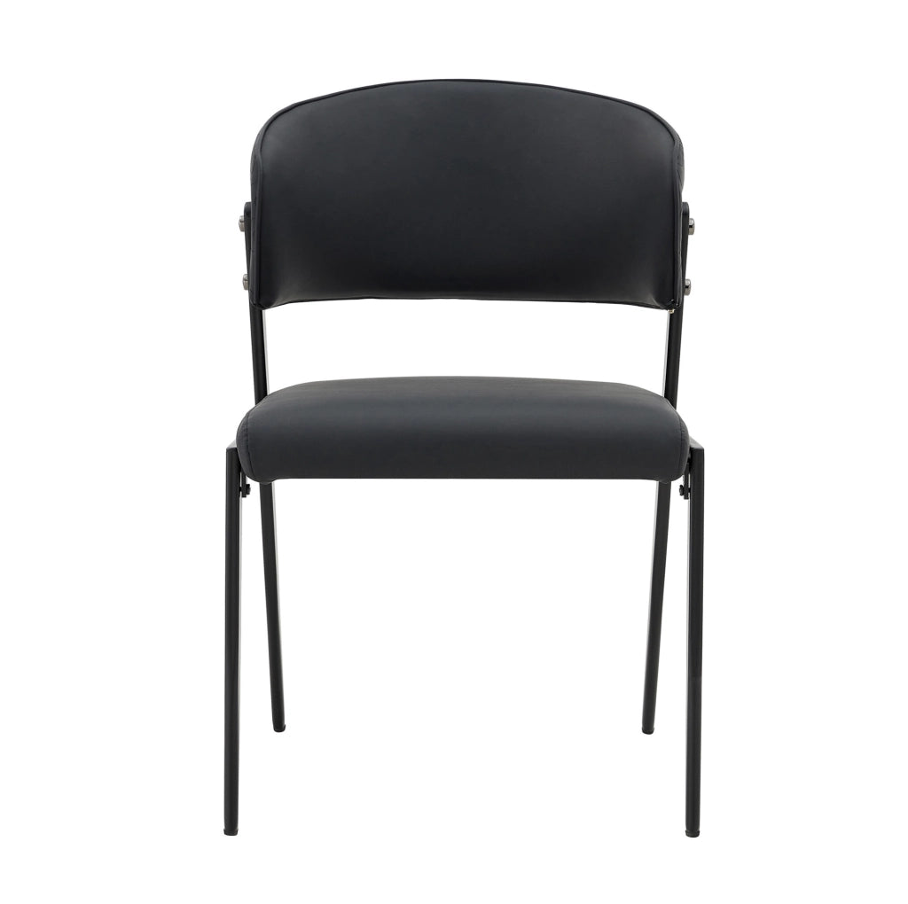 Sedia da pranzo 74.0x53.5x51.0 cm con schienale ergonomico in PU e metallo nera