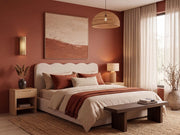 Letto in tessuto beige chiaro 180 x 200 cm contenitore elevabile con testiera e rete a doghe
