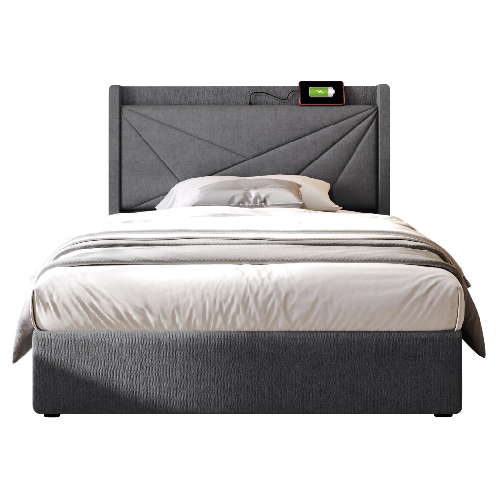 letto singolo cotone lino grigio 90 x 200 cm
