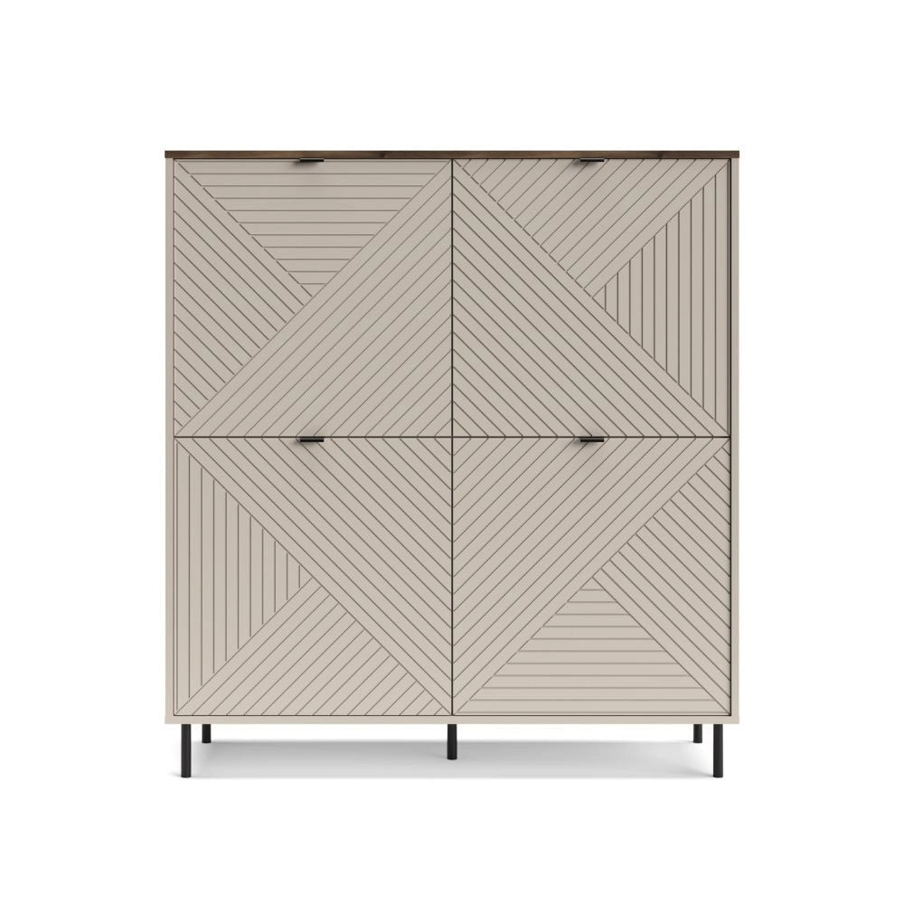 Credenza Mirage02 con 4 ante con motivo geometrico cashmere e top rovere