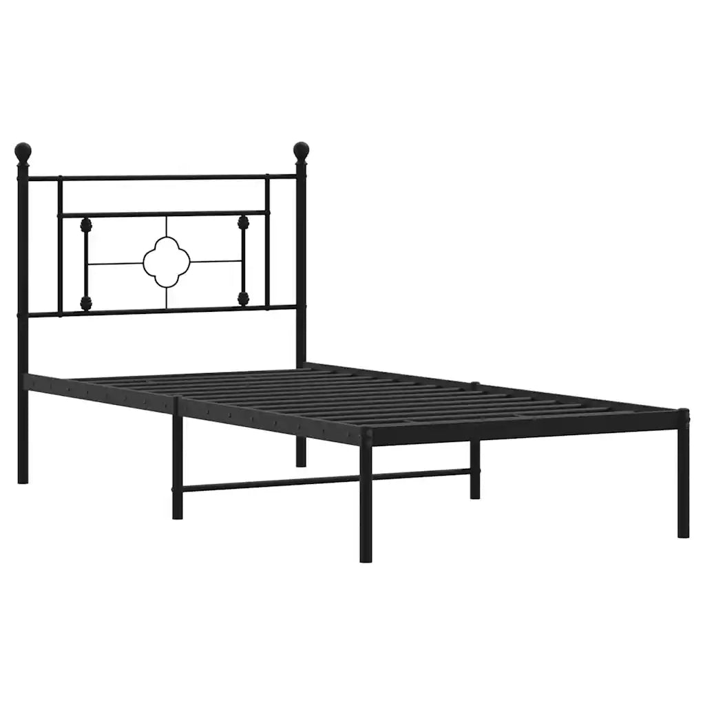 Giroletto con Testiera Metallo Nero 100x200 cm 374334