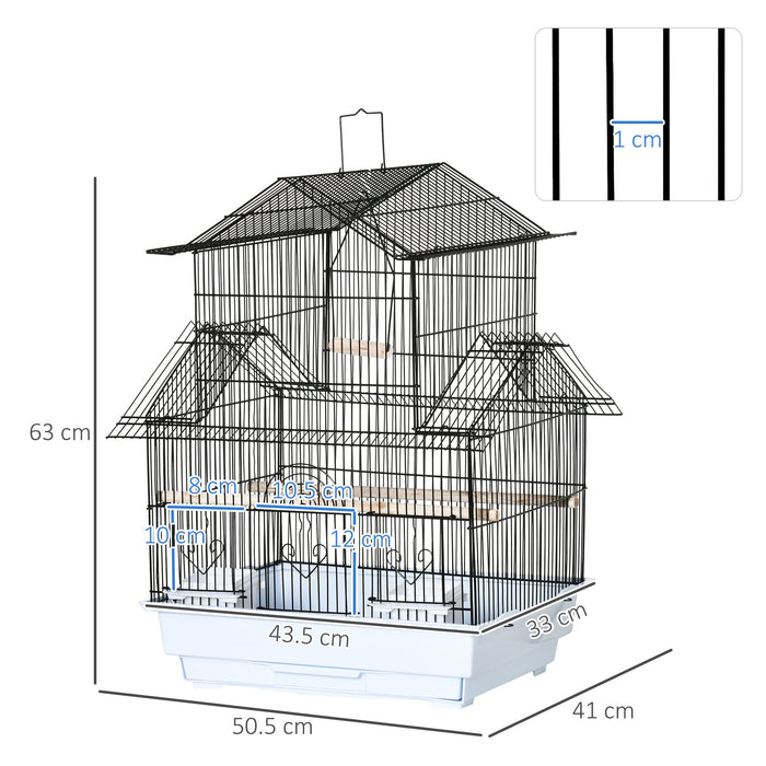 Gabbia per Uccelli 50,5x41x63 cm in Metallo e Plastica Bianco
