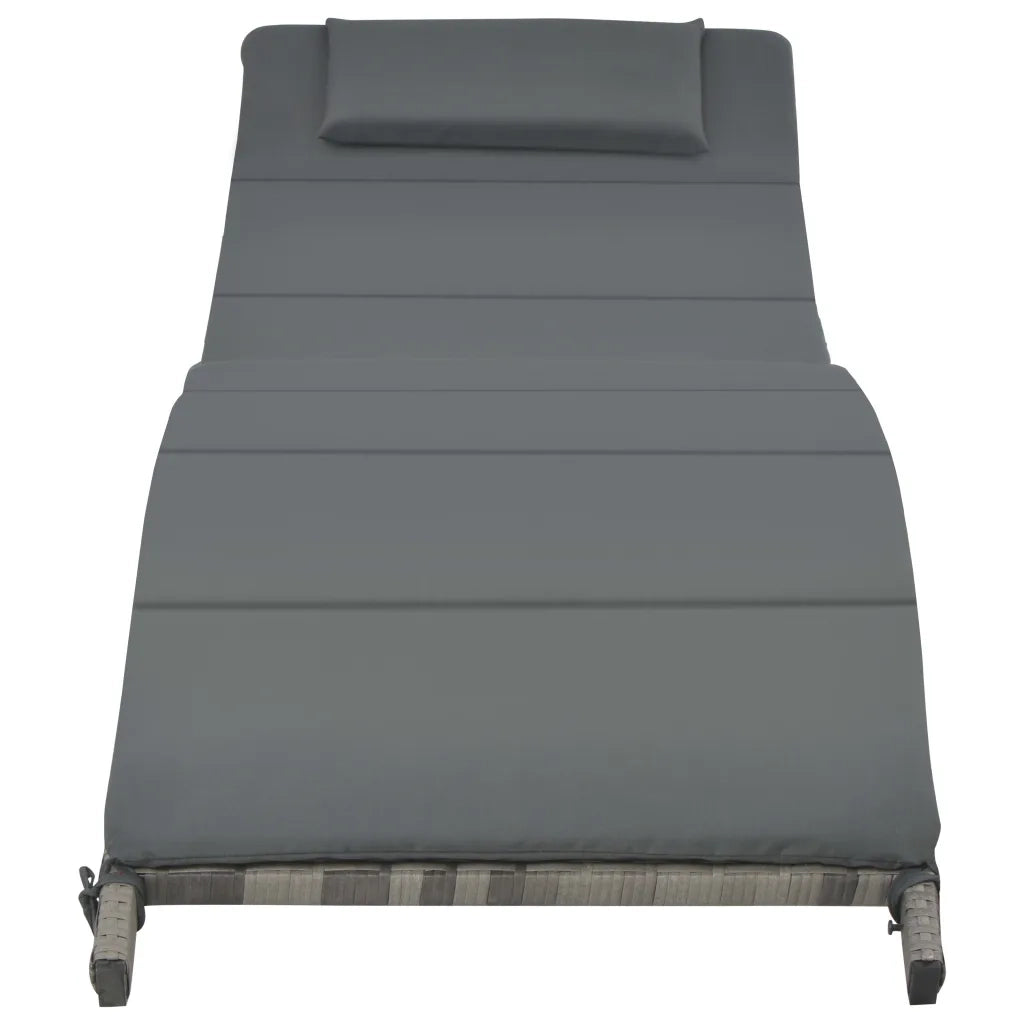 Set Lettino Prendisole | Sdraio da Giardino 3 pz Pieghevoli in Polyrattan Grigio