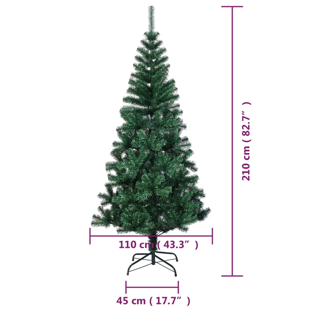 Albero di Natale Artificiale Punte Iridescenti Verde 210 cm PVC 344641