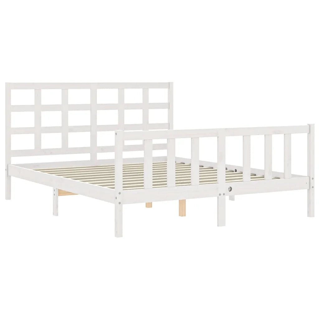 Giroletto senza Materasso-Struttura Letto Bianco 160x200 cm Legno Massello Pino 377419