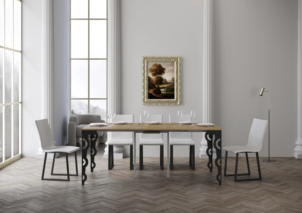 Consolle allungabile 90x40/196 cm Karayan Small Evolution Quercia Natura telaio Antracite
