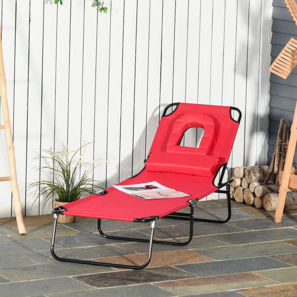 Chaise Longue Pieghevole con Cuscini ¨C Zephmum ¨C Rosso