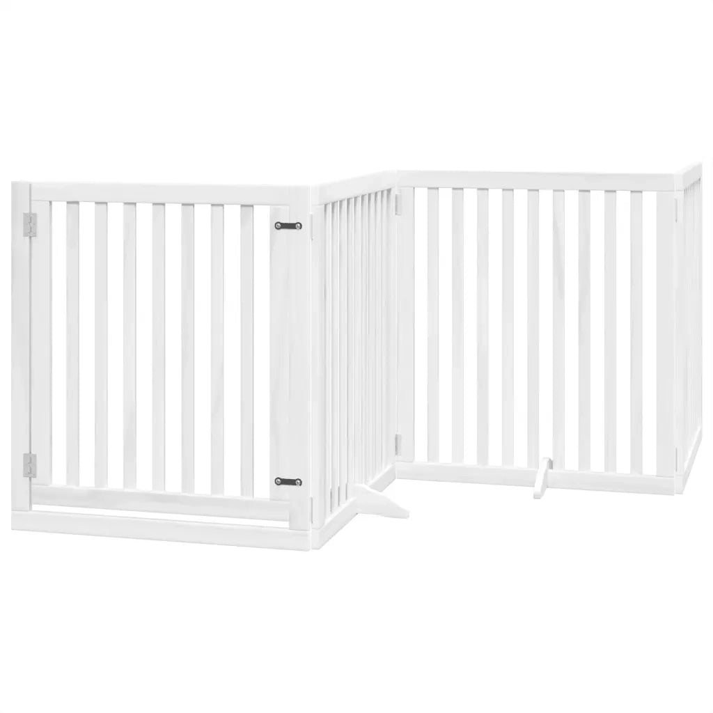 vidaXL Cancello Cani Porta Pieghevole Bianco 4 Pannelli 320 cm Pioppo