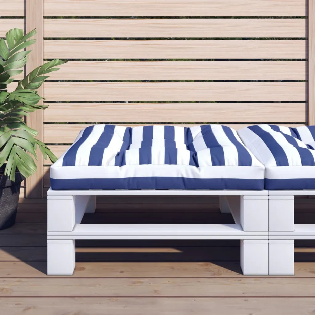 Cuscino per pallet | Cuscini per sedie Strisce Bianche e Blu 70x70x12 cm in Tessuto