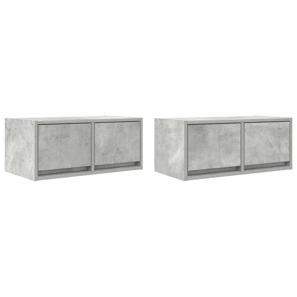 Mobili TV 2 pz Grigio Cemento 60x31x25,5cm in Legno Multistrato
