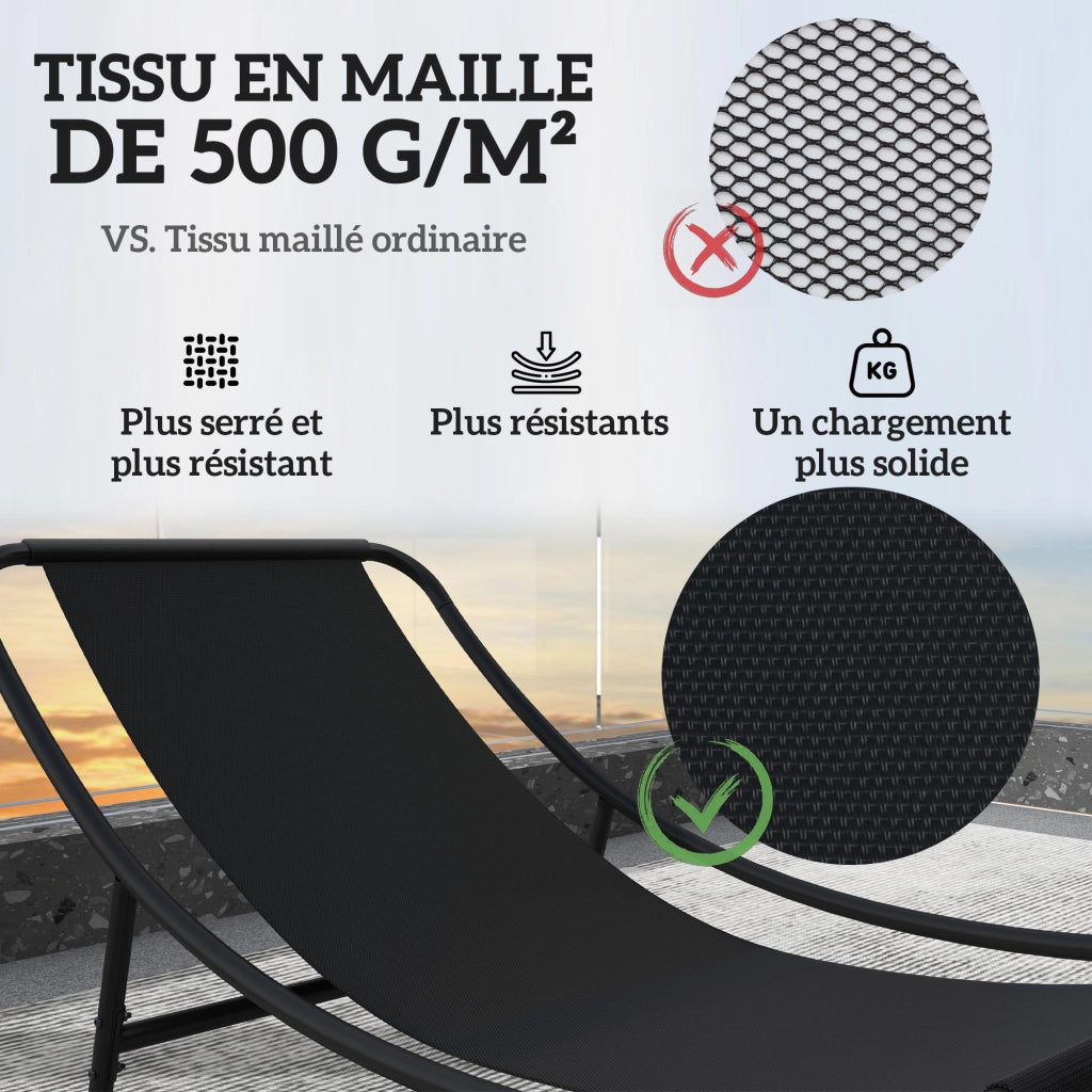 Set 2 poltrone a dondolo da giardino ¨C Xylo ¨C tessuto textilene grigio con cuscini