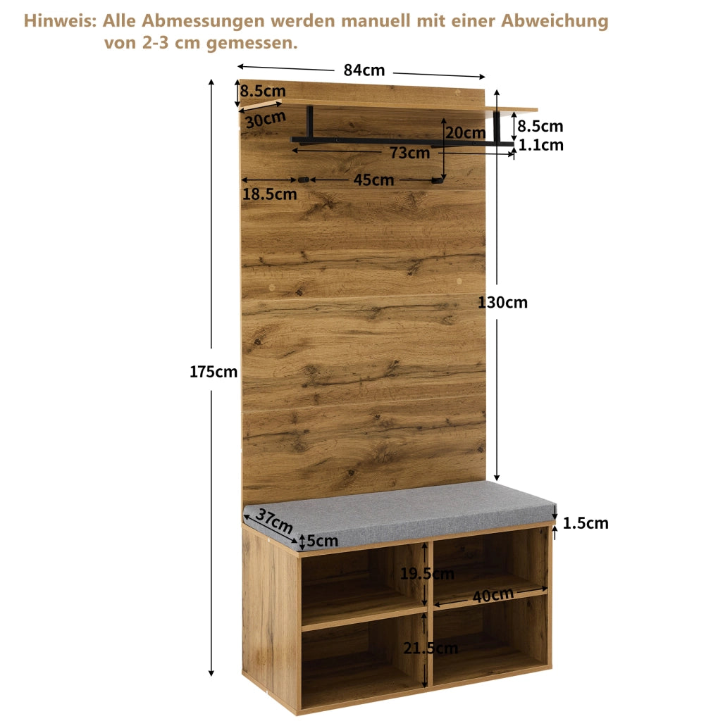 Set ingresso compatto con panca portascarpe e appendiabiti