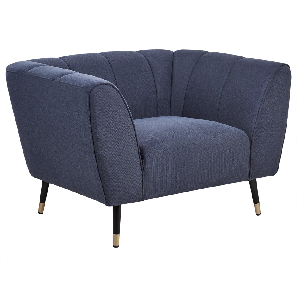Poltrona Blu Scuro Rivestimento in tessuto Seduta larga e profonda basso Moderno Accogliente