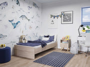 Letto singolo moderno con Dvician, letto a una piazza adatto a materasso da 90x190 cm, colore Rovere