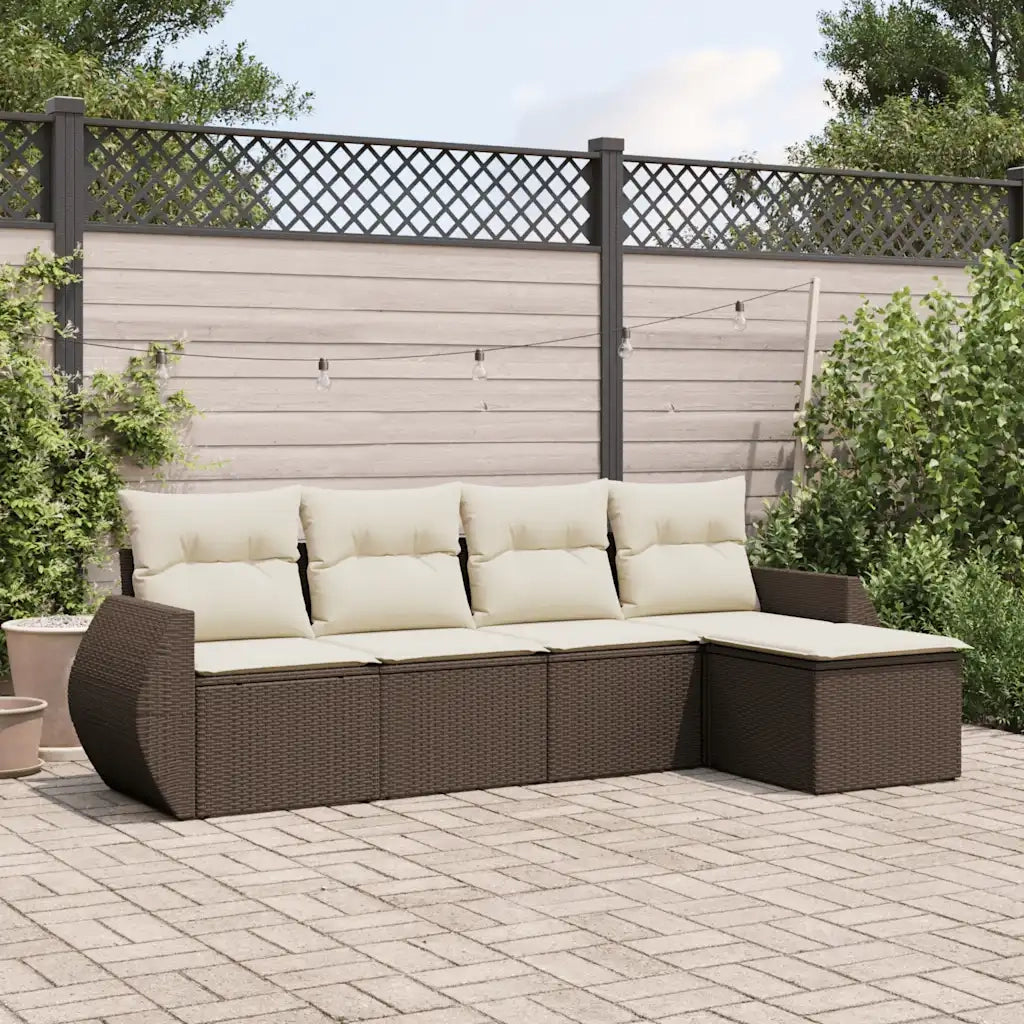 Set Divano da Giardino 5 pz con Cuscini Marrone in Polyrattan 3253630