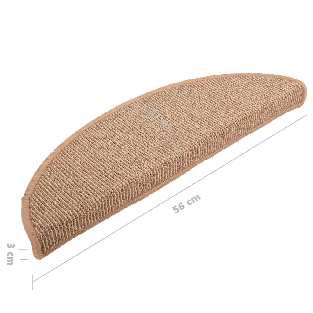 Tappetini per scale 15 pz 56x17x3 cm Marrone chiaro Semicircolari 149851
