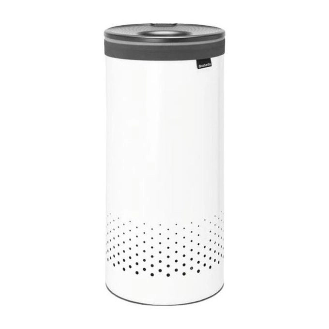 Brabantia 304866 Portabiancheria con Coperchio Apertura Quick-Drop 35 L Materiale Anticorrosione Base in Plastica colore Bianco