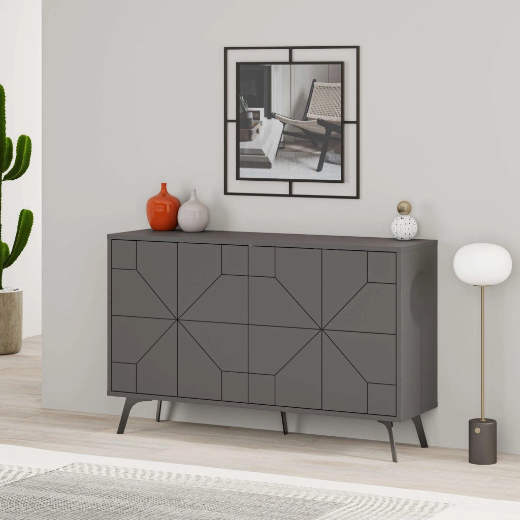 Credenza in legno "Dune" - 123 x 35 x 62 cm - Grigio antracite
