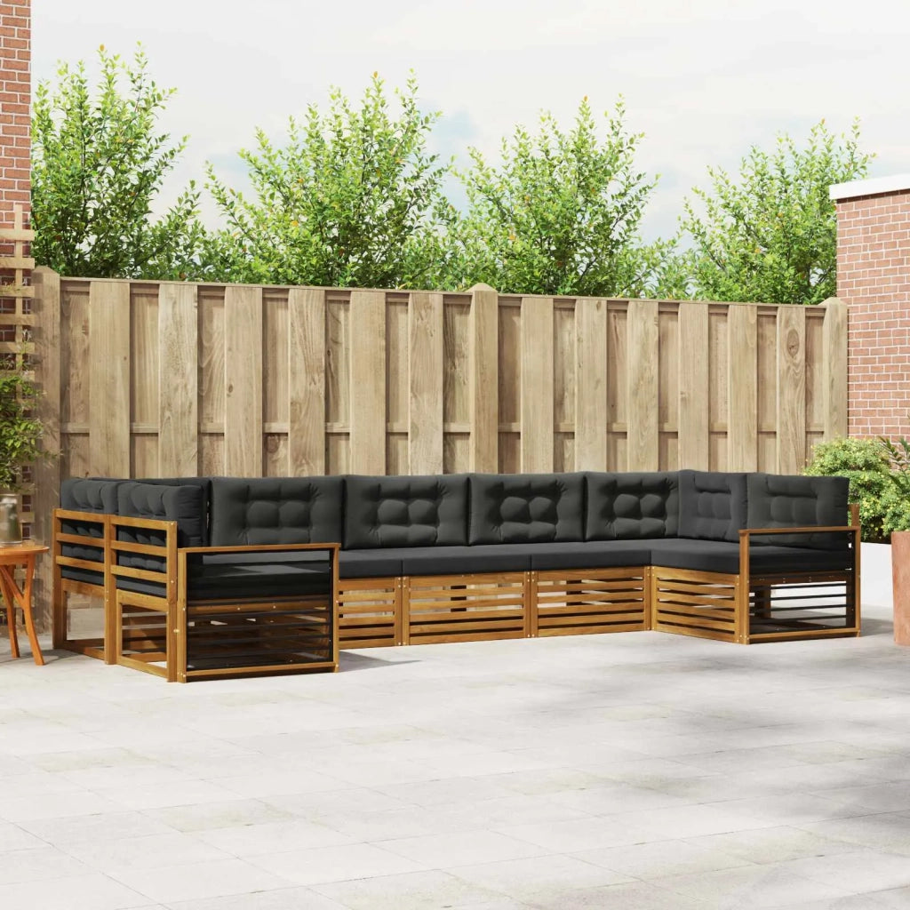 Set di divani da esterno con cuscino 7 pcs Naturale e Antracite