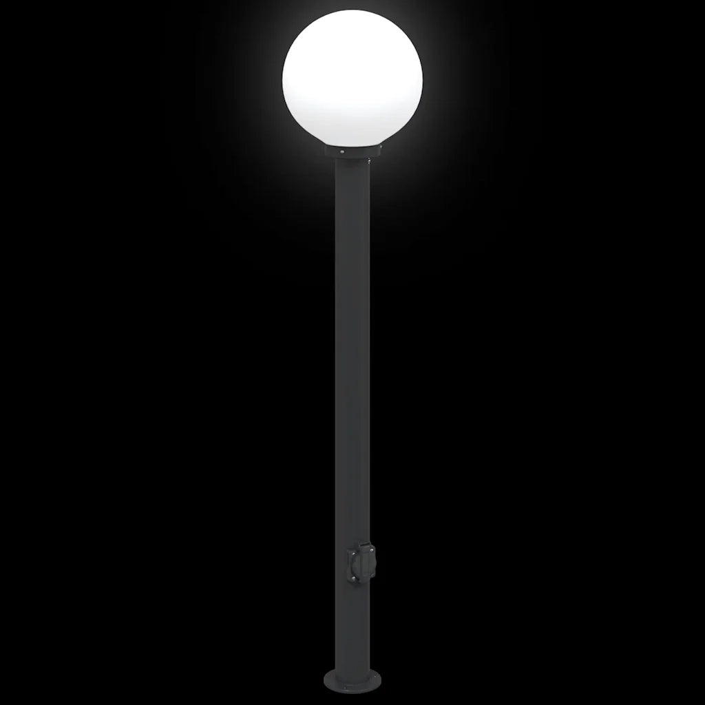 Lampioni a palo con presa elettrica 3 pz 120 cm Nero IP44 4006122