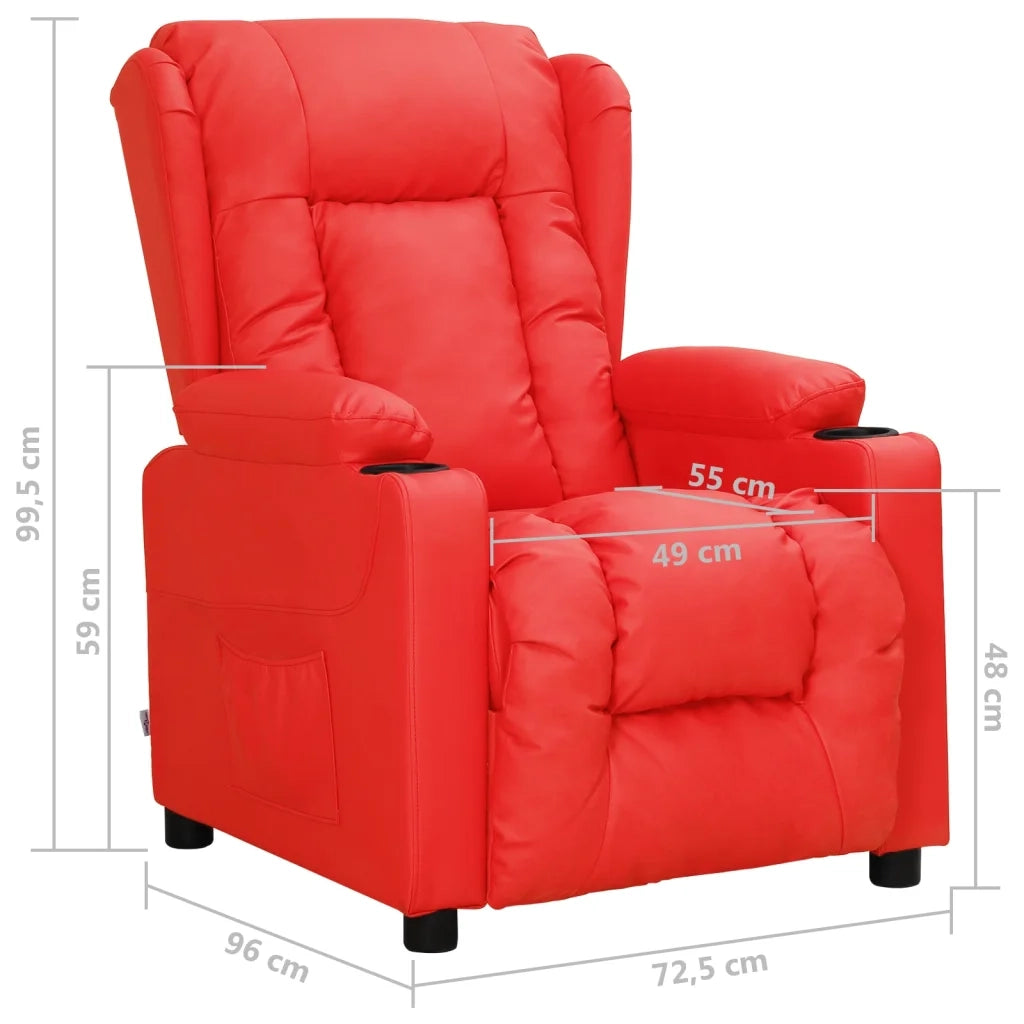 vidaXL Poltrona Reclinabile Rossa in Similpelle
