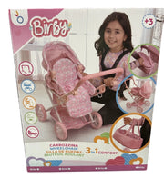 Carrozzina per bambole ,Birby carrozzina 3in1 comfort,Hungary Toy, eta 3+