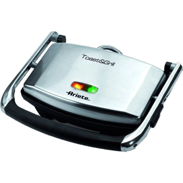 Ariete 1911 toast & grill slim - piastra elettrica antiaderente per toast e sandwich - piastra rigata - 1000 watt - argento - ARI1911