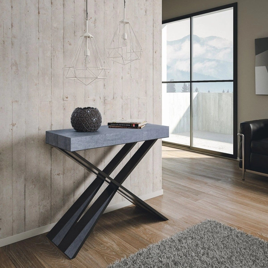Consolle allungabile 90x40/300 cm Diagis Premium Cemento telaio Antracite