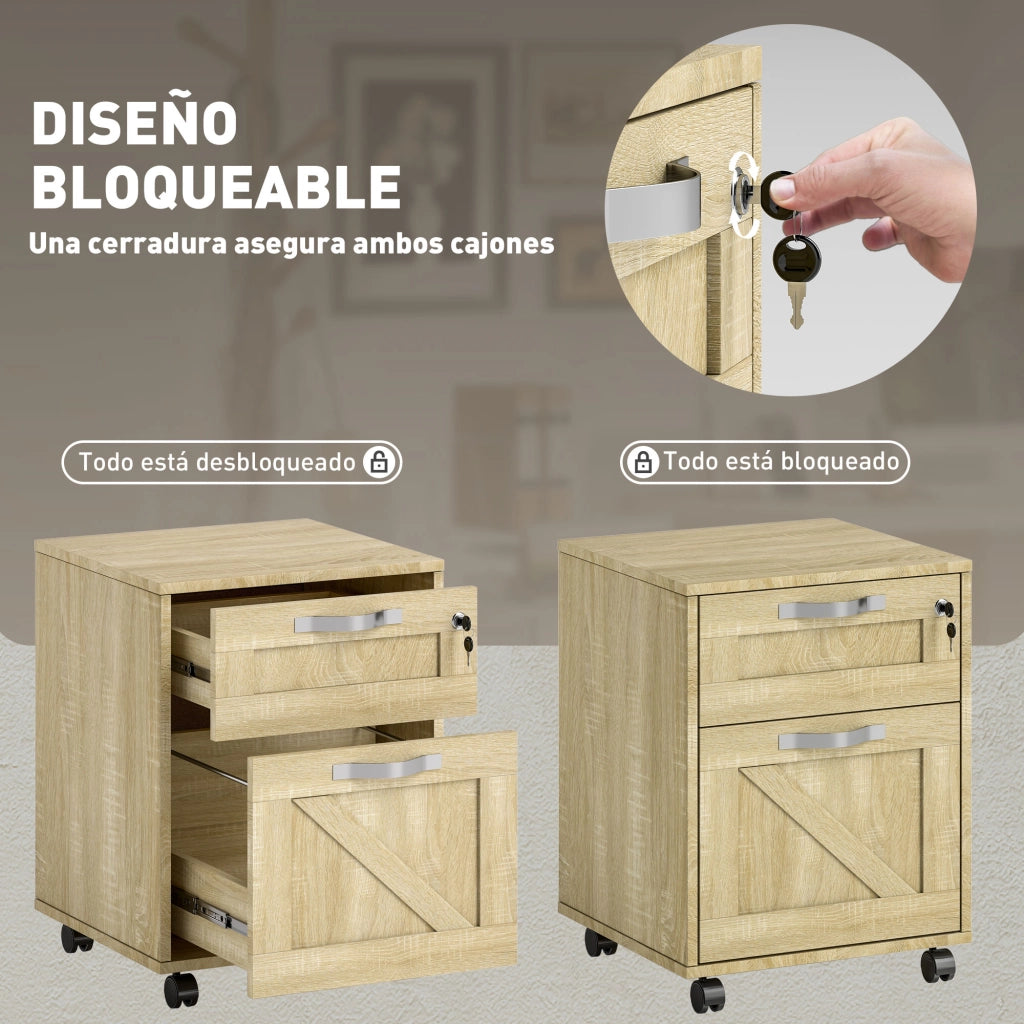 Scrivania con Cassetti ¨C Zephmum ¨C 41x42x56cm Legno Naturale