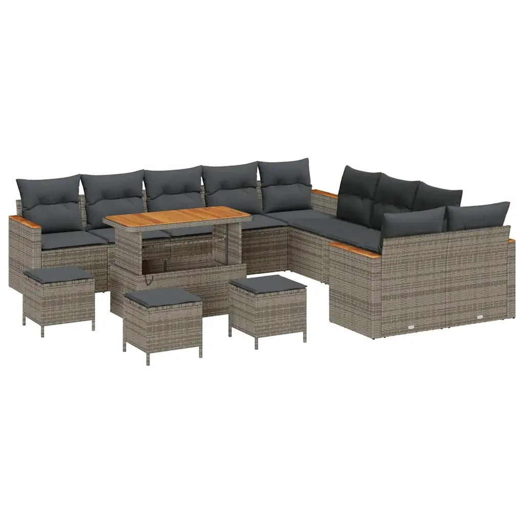 Set Divano da Giardino con cuscino 18 pcs Grigio polyrattan 3365063