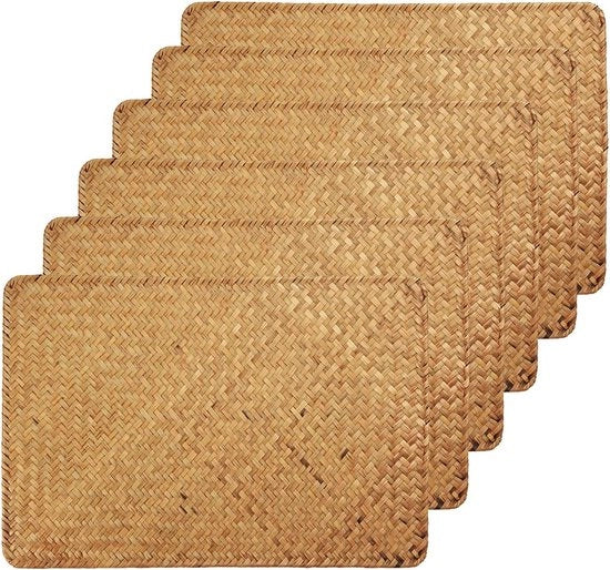 Tavoliere Rotanti in Rattan - Set di 6 - Isolamento Antiscivolo Naturale Resistente al Calore