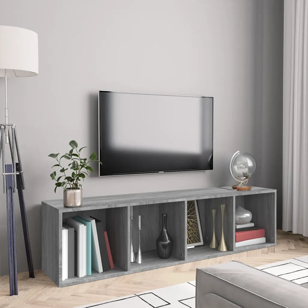Libreria-Mobile TV Grigio Sonoma 143x30x36 cm Legno Multistrato